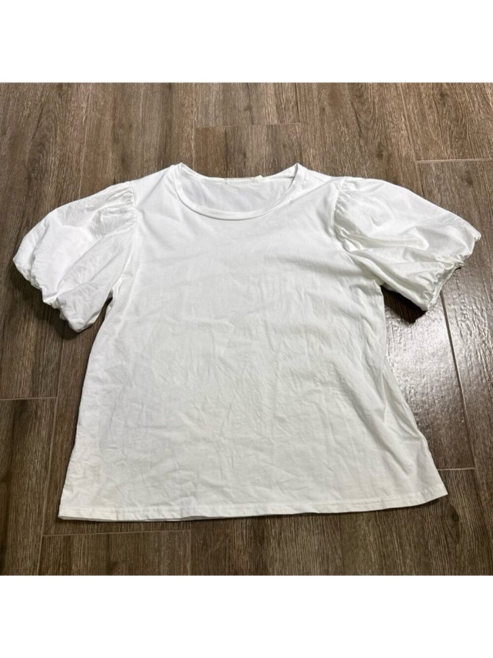 Ellison White Balloon Sleeve Cotton Viscose Summer Top L